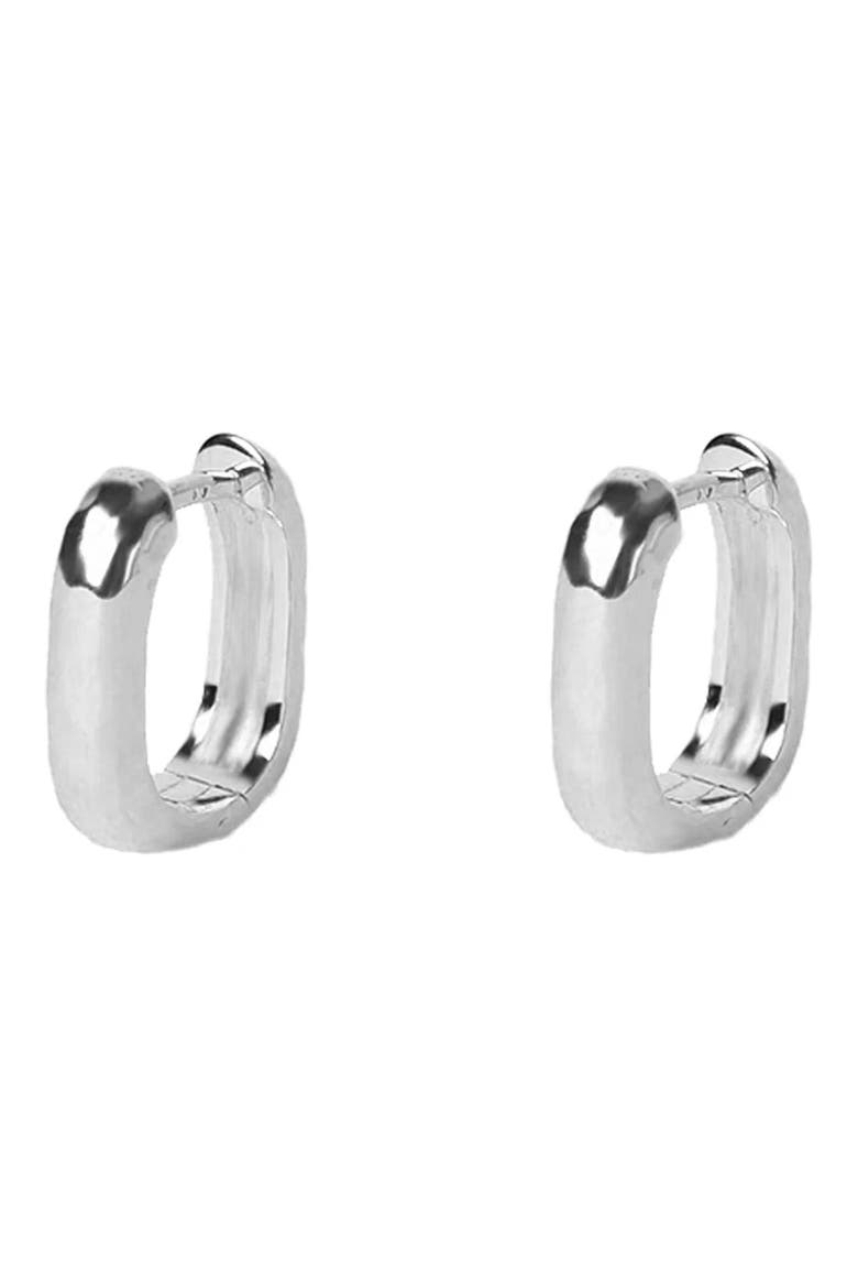 Hammered Square Hoop Earrings, Main, color, SILVER