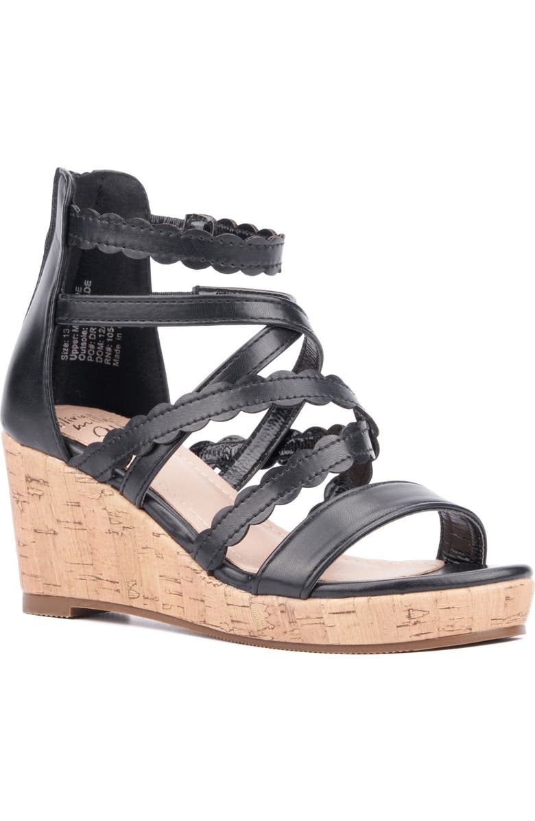 OLIVIA MILLER Kids' Gurly Girl Wedge Sandal, Main, color, Black