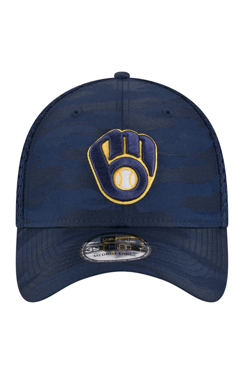New Era Men's New Era Navy Milwaukee Brewers Subtle Camo 39THIRTY Flex Hat, Alternate, color, Navy