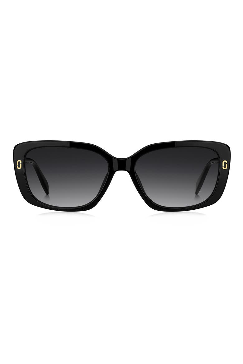 57mm Gradient Rectangular Sunglasses, Main, color, BLACK/ DARK GREY SF