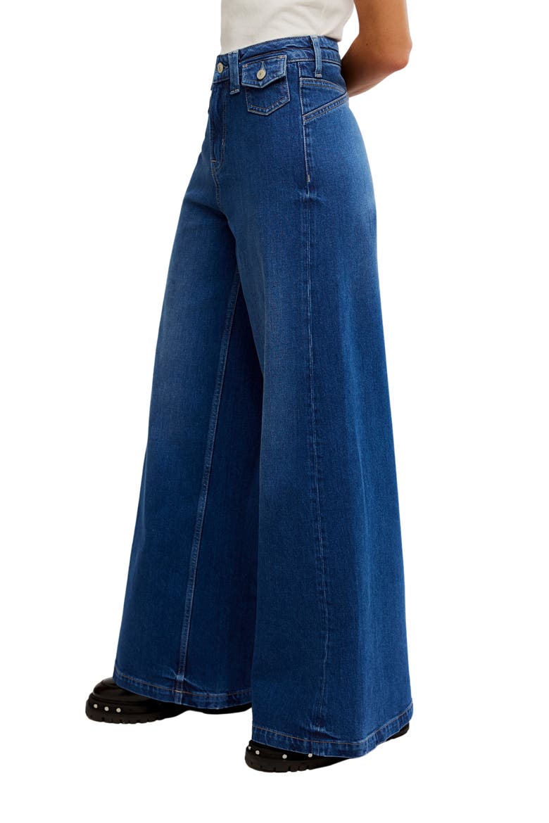 Kellee High Waist Wide Leg Palazzo Jeans, Alternate, color, BLUE NIGHT