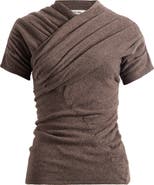 Odd Muse Pleated Wool Short Sleeve Top