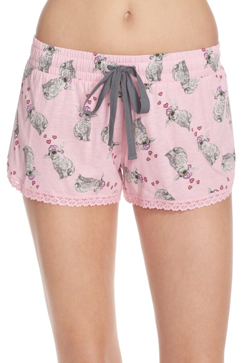 Printed Jersey Sleep Shorts, Main, color, LIGHT PINK