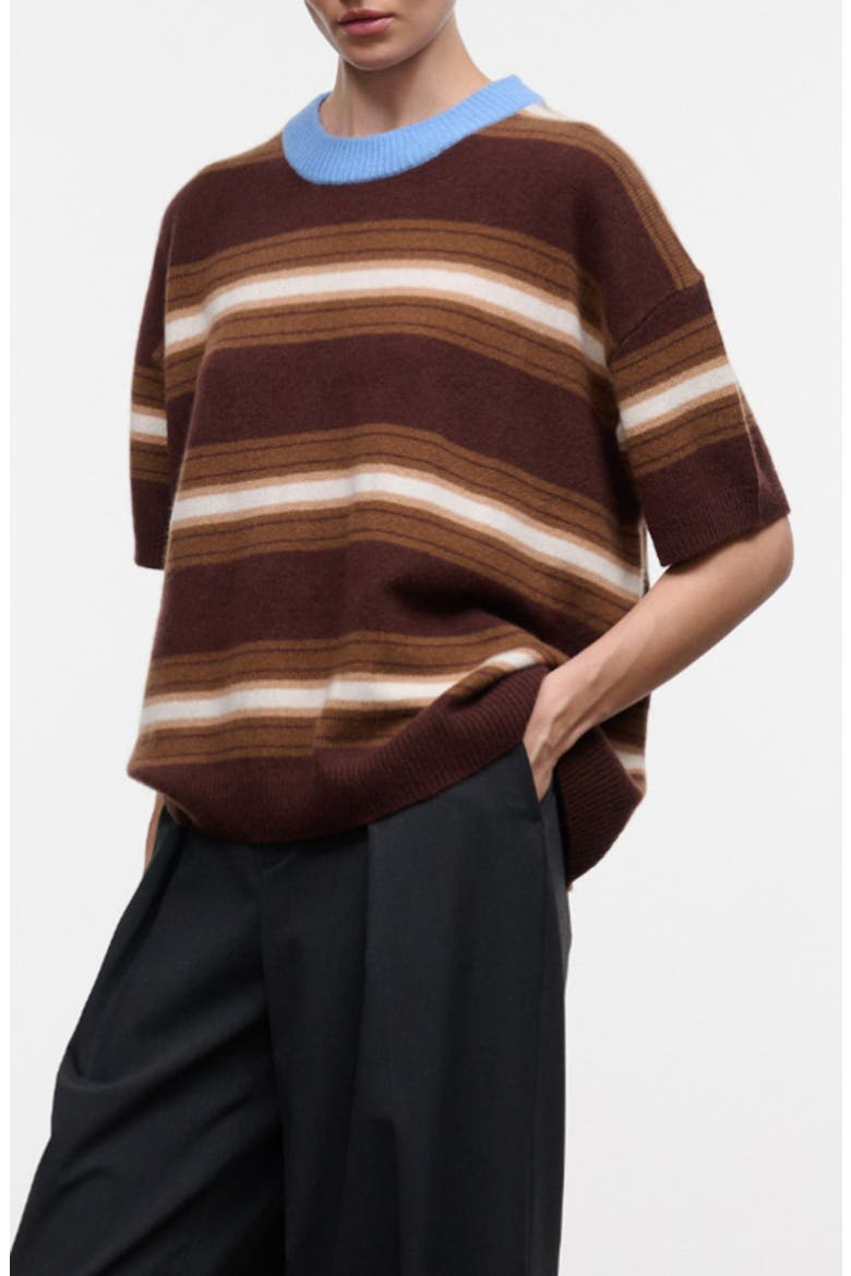 Sorrento Stripe Cashmere Sweater, Main, color, TOBACCO STRIPE
