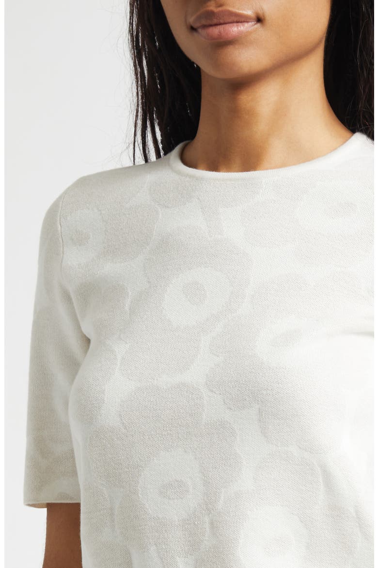 Kertyä Unikko Jacquard Merino Wool Blend Knit Top, Alternate, color, WHITE OFF WHITE