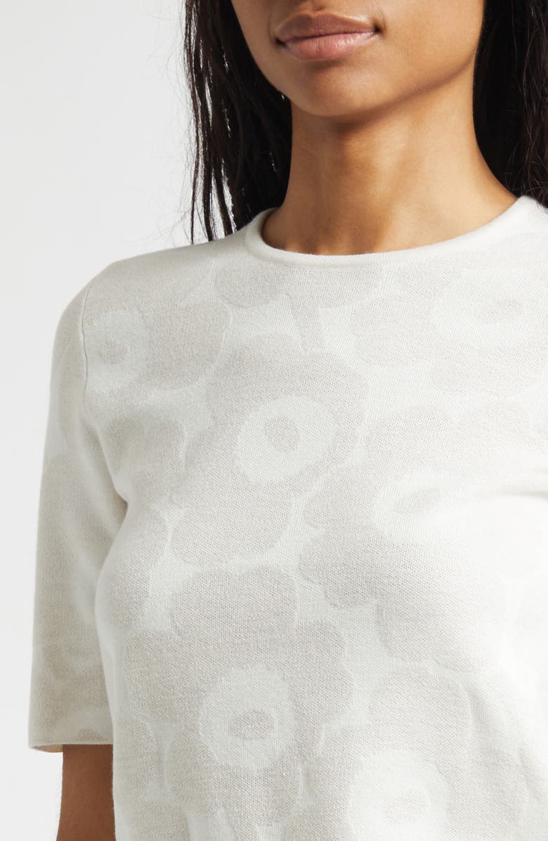 Marimekko Kertyä Unikko Jacquard Merino Wool Blend Knit Top, Alternate, color, White Off White