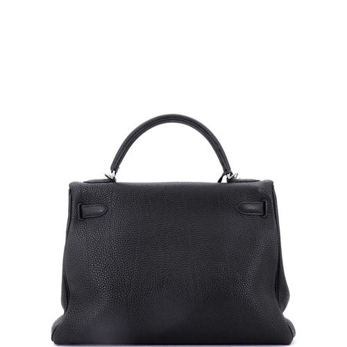 Pre-owned Hermes  Hermes Kelly Handbag Black Togo With Palladium Hardware 32 In Black