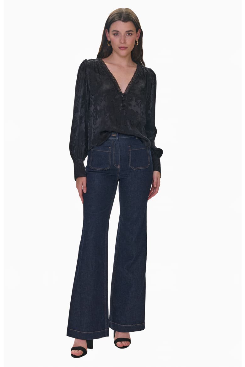 Audrey Jacquard Blouse, Main, color, Noir