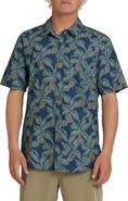 Quiksilver Hala Pineapple Print Classic Short Sleeve Cotton Button-Up Shirt