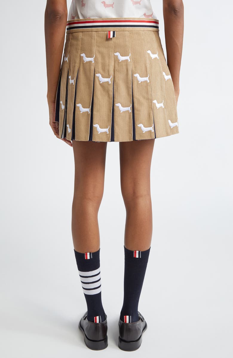 Thom Browne Hector Pleated Corduroy Miniskirt, Alternate, color, Khaki