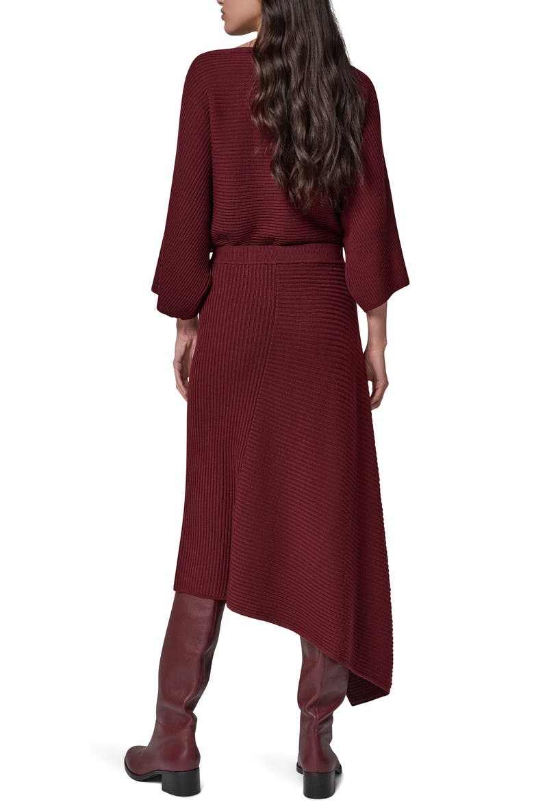 Ruffle Detail Merino Wool Sweater Skirt, Alternate, color, BLK CHERRY