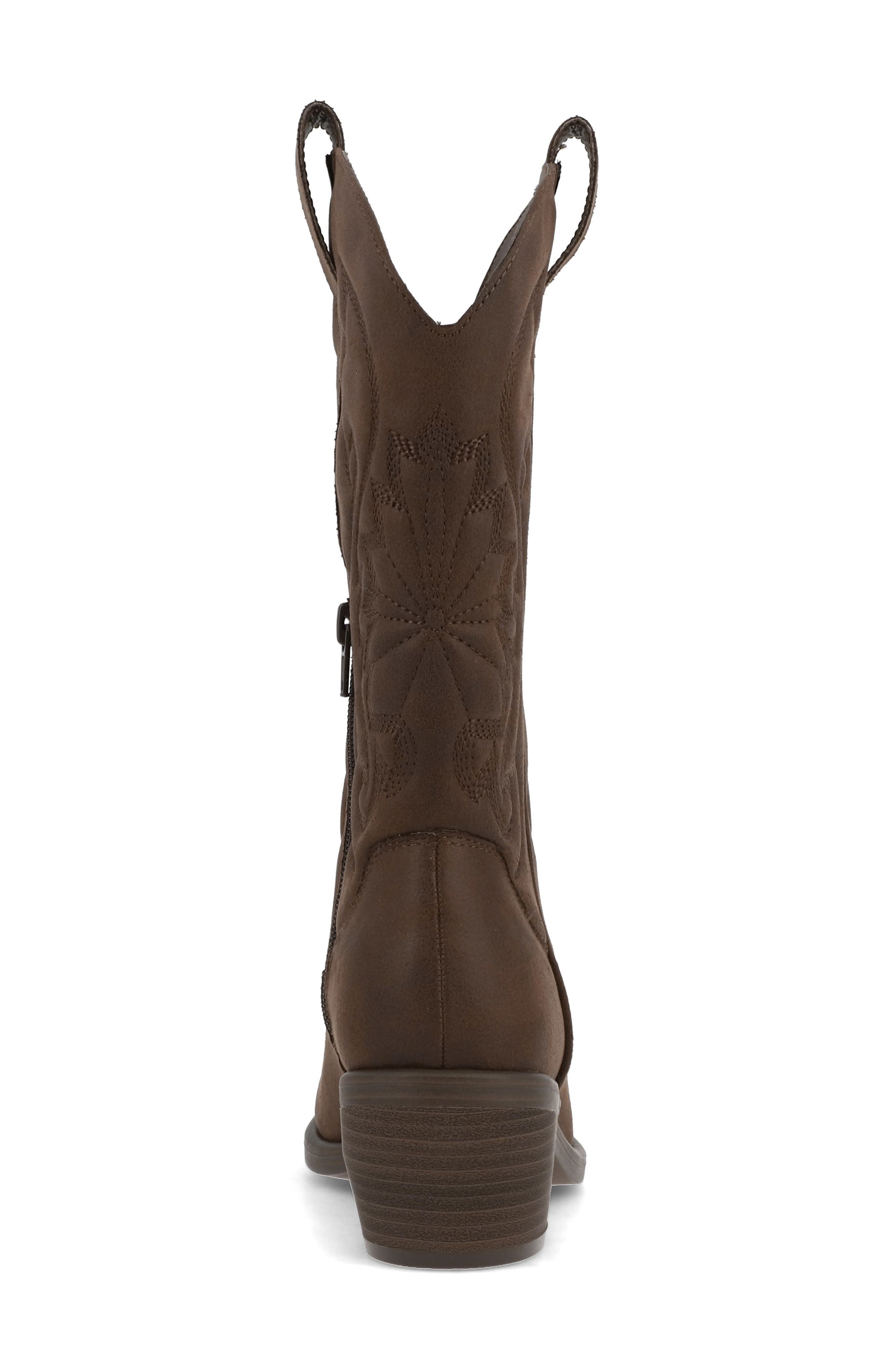 MIA Caela Western Boot, Alternate, color, Dark Brown