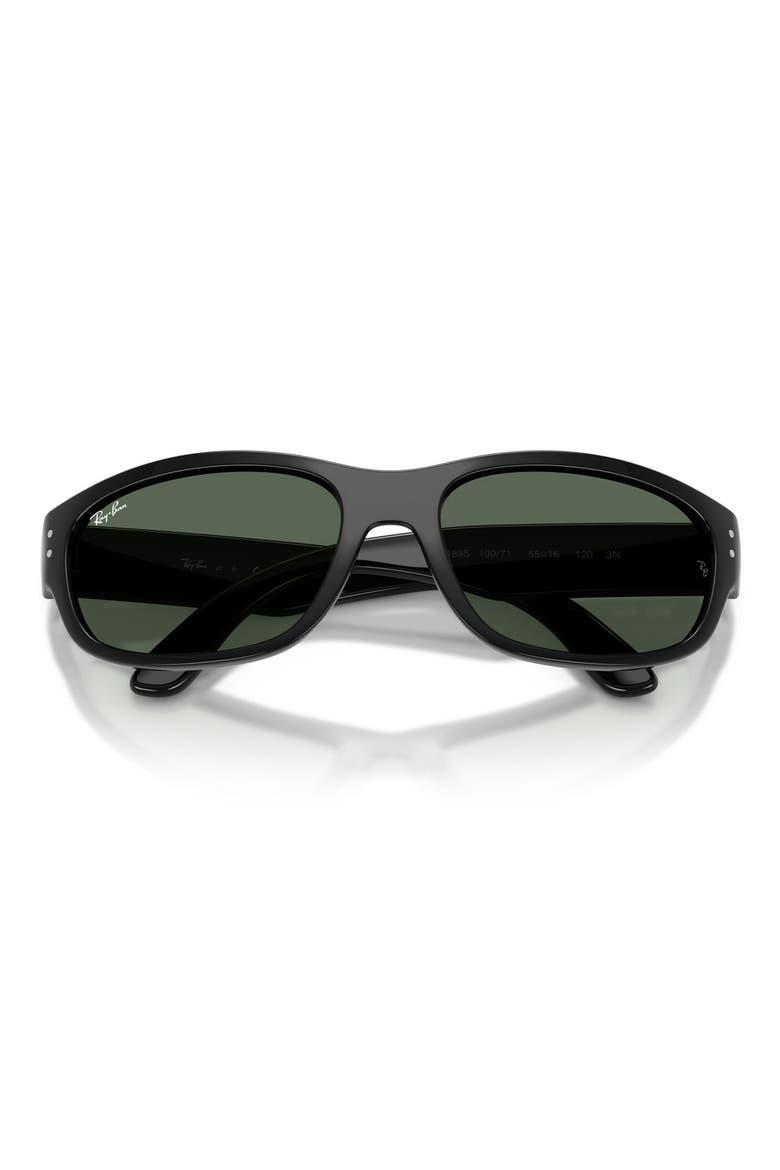 Kids' 55mm Pillow Sunglasses, Alternate, color, BLACK / DARK GREEN
