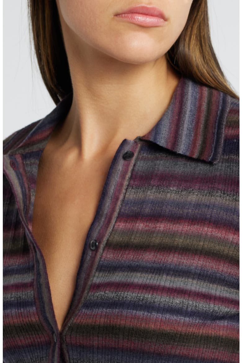Rib Wool Polo Cardigan, Alternate, color, LAVENDER COMBO