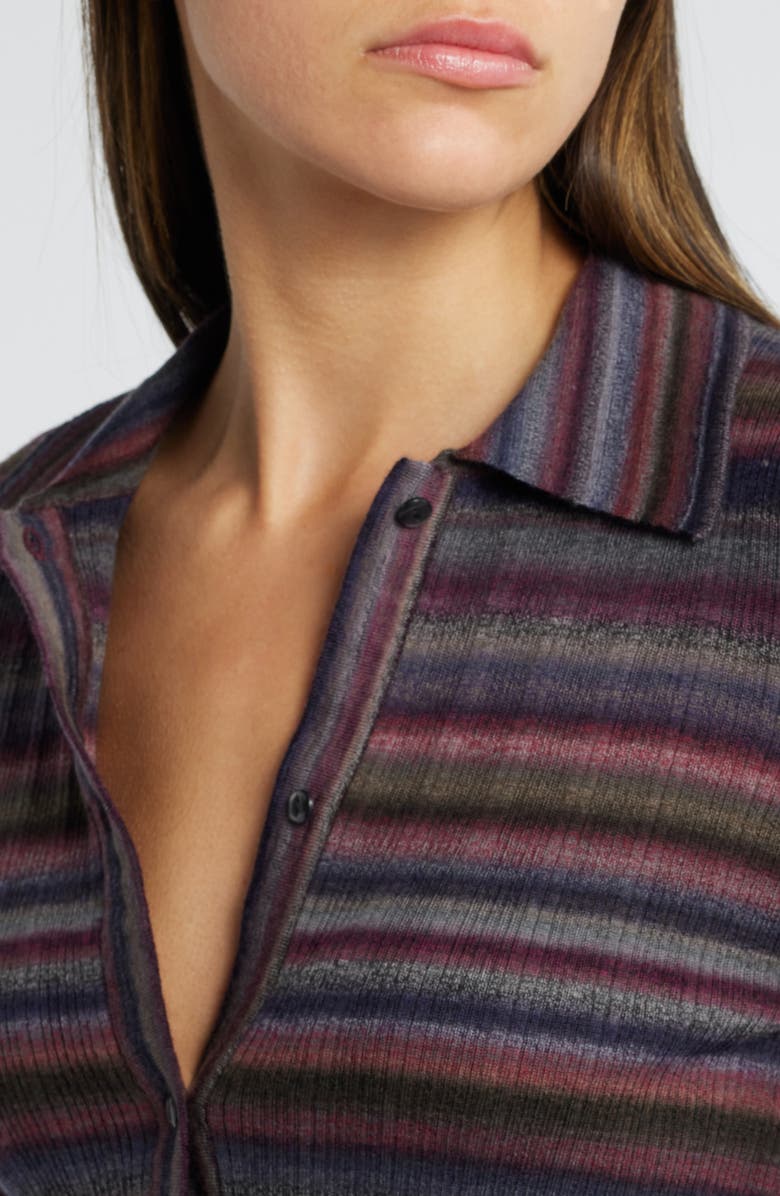 Rib Wool Polo Cardigan