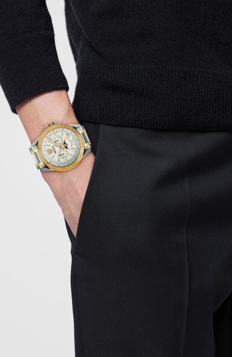 Versace V-Galaxy Moonphase Two-Tone Bracelet Watch, 43mm, Alternate, color, Two Tone