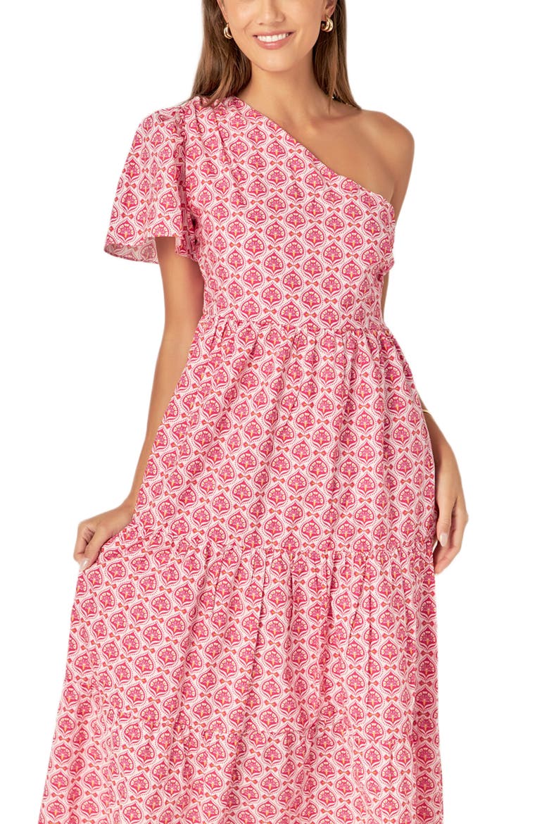 Floral One-Shoulder Cotton Maxi Dress, Alternate, color, PINK