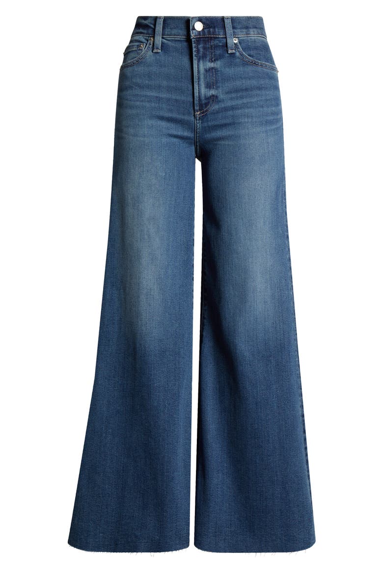Izzy Raw Hem Mid Rise Wide Leg Flare Jeans, Alternate, color, STUDY