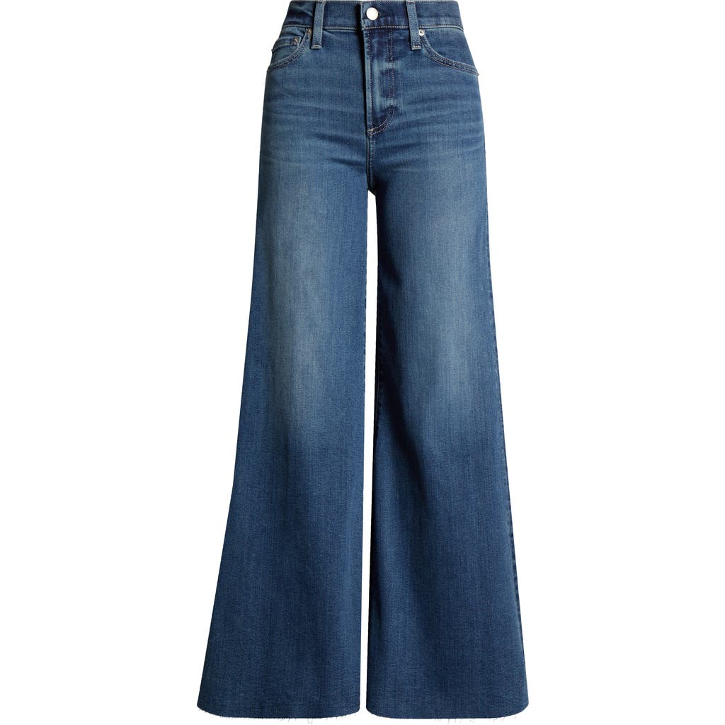 Pistola Izzy Raw Hem Mid Rise Wide Leg Flare Jeans