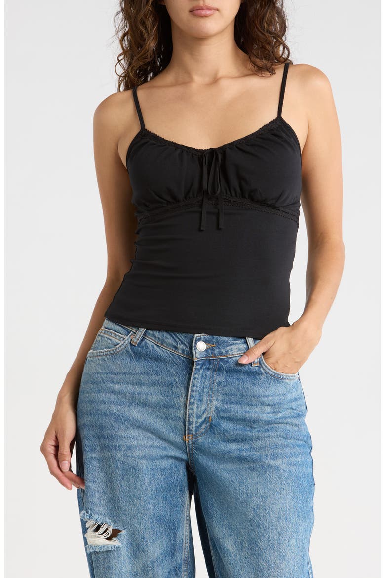 Emma Lace Trim Camisole, Main, color, BLACK