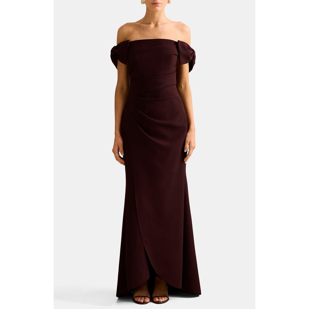 Ever New Kalee Bow Trim Off The Shoulder Gown In Black