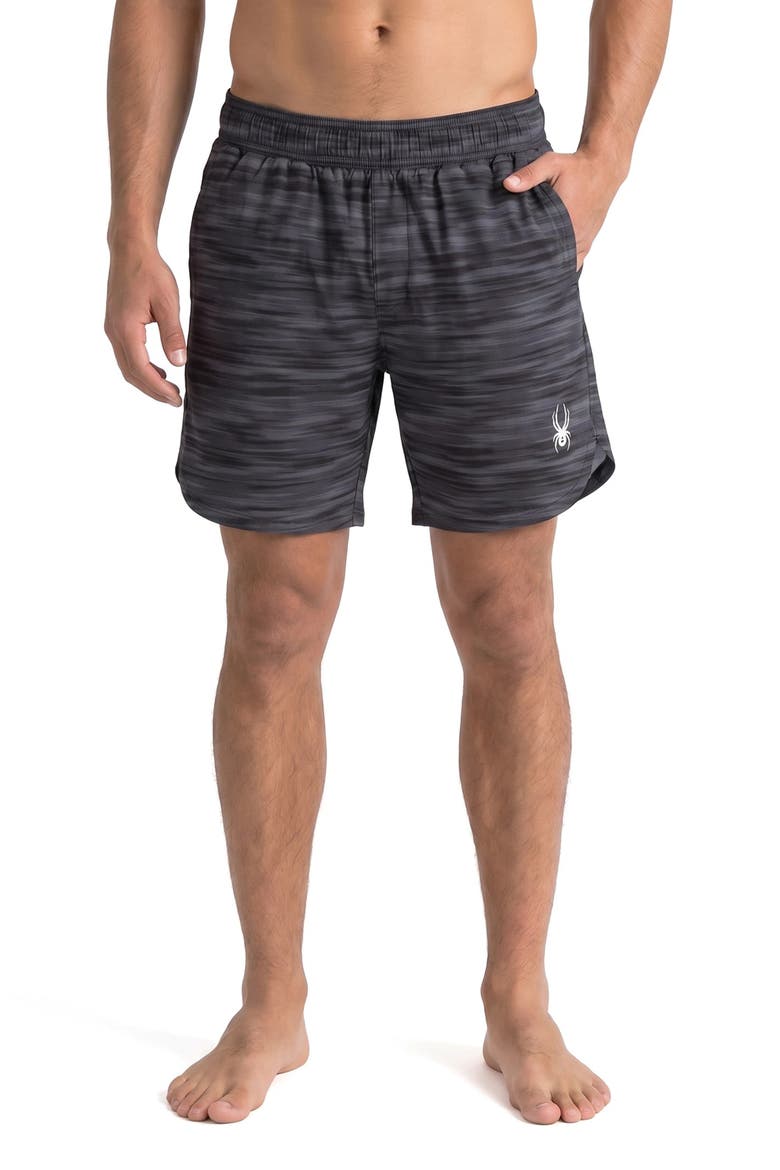 Jute Scallop Volley Swim Shorts, Main, color, BLACK