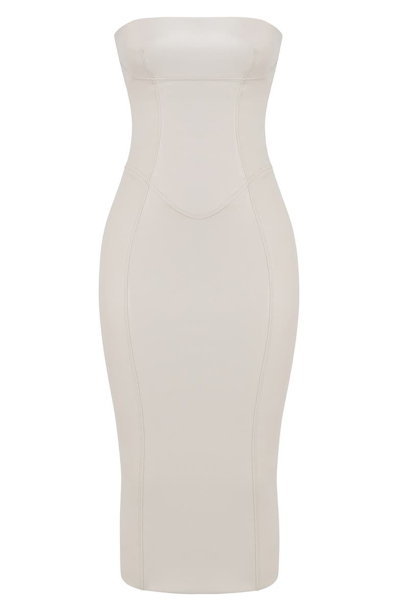 HOUSE OF CB Camilla Strapless Faux Leather Body-Con Dress, Alternate, color, 