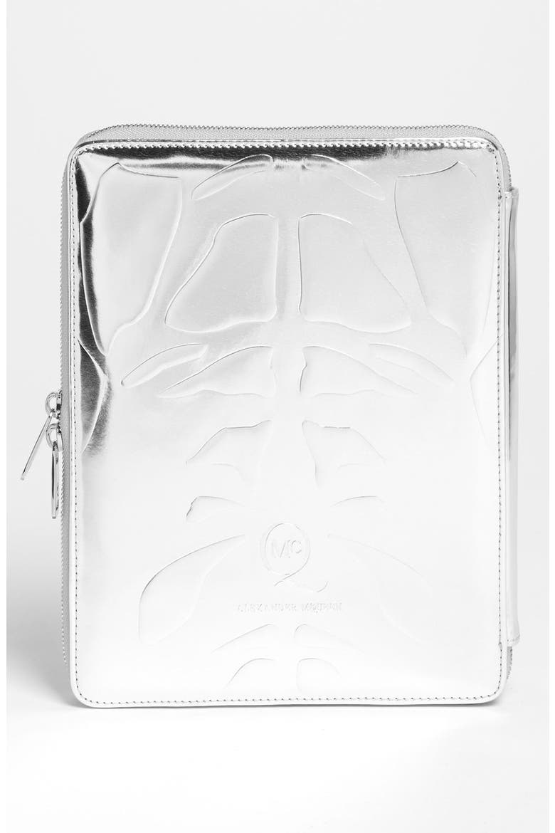 by Alexander McQueen Embossed Metallic iPad Case, Alternate, color, MERCURY