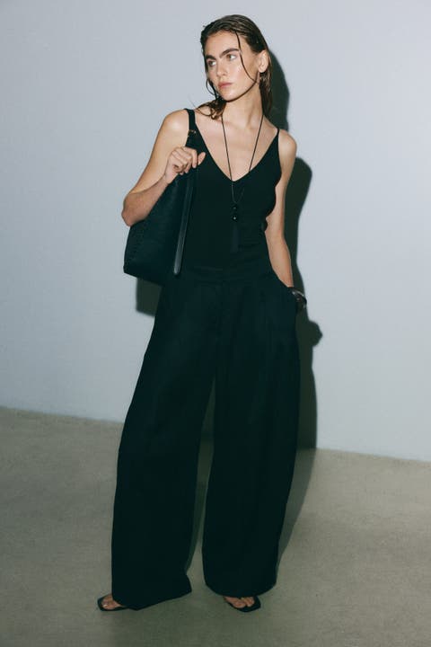 Crinkled Wrap-detail Pants