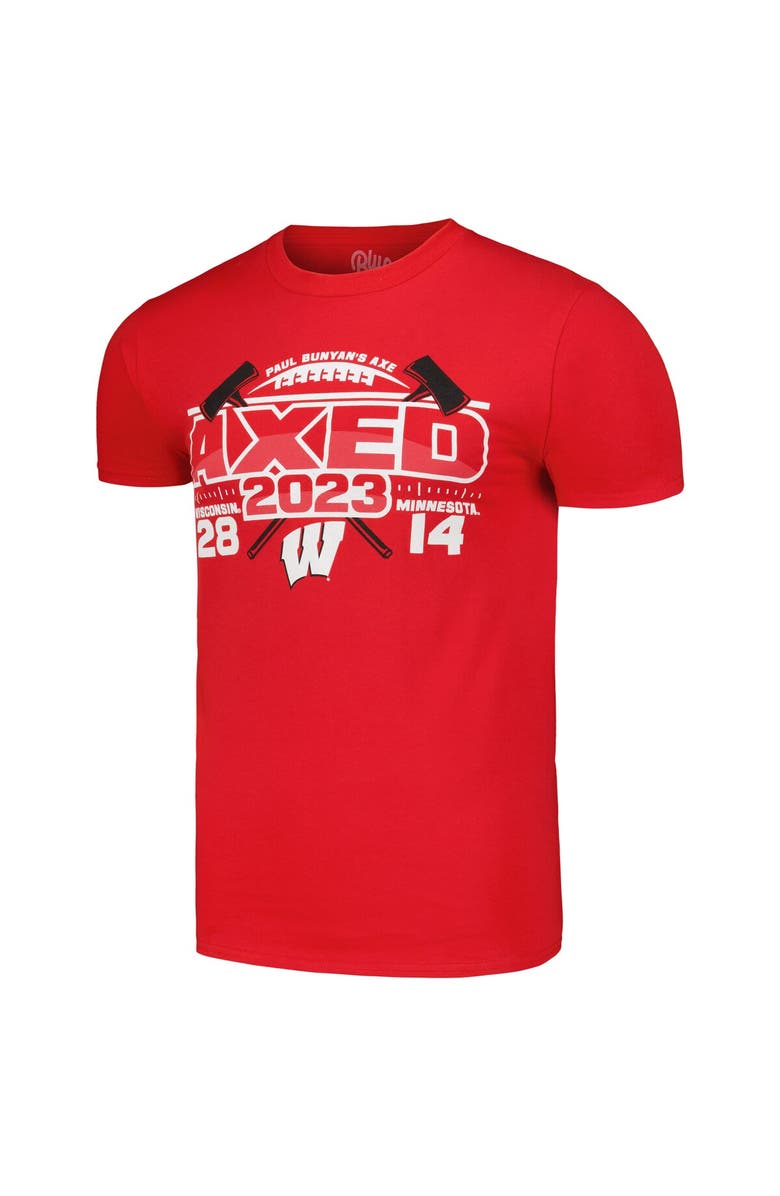 BLUE 84 Unisex Blue 84 Red Wisconsin Badgers vs. Minnesota Golden Gophers 2023 Paul Bunyan's Axe Score T-Shirt, Alternate, color, 