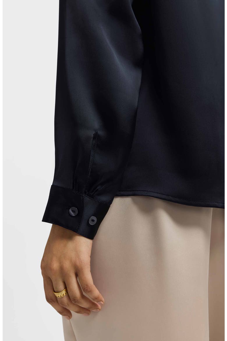 Rosale Ruffle Placket Button-Up Shirt, Alternate, color, BLACK