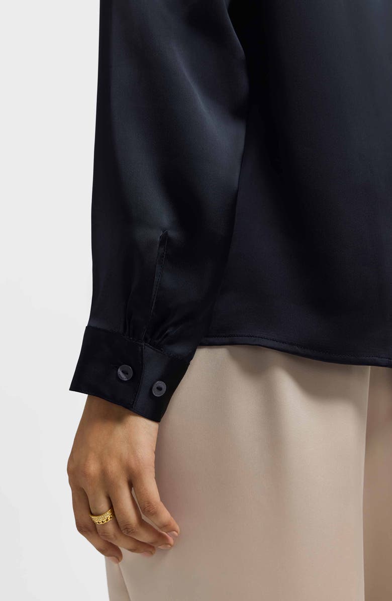 Foxcroft Rosale Ruffle Placket Button-Up Shirt, Alternate, color, Black