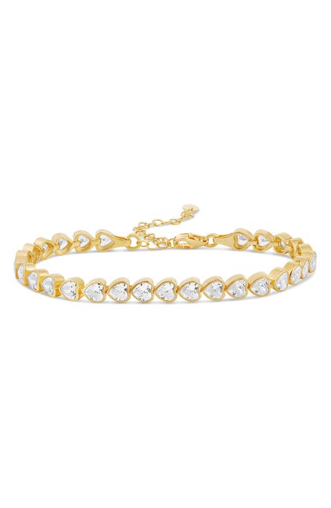 Cubic Zirconia Heart Tennis Bracelet