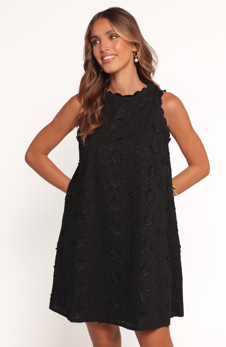 Petal & Pup Keller Floral Embroidered Sleeveless Trapeze Dress, Alternate, color, Black
