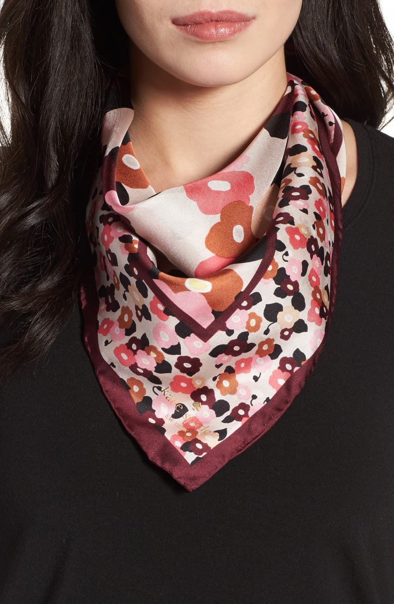 Kate Spade New York blooming silk bandana, Main, color, 