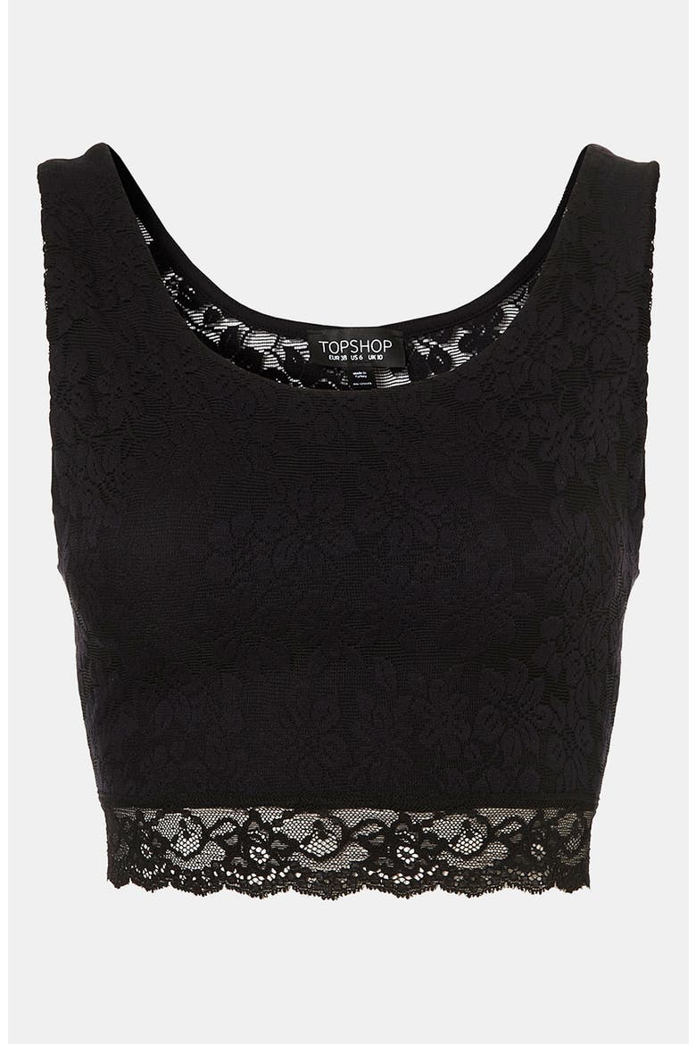 Lace Crop Tank, Main, color, BLACK