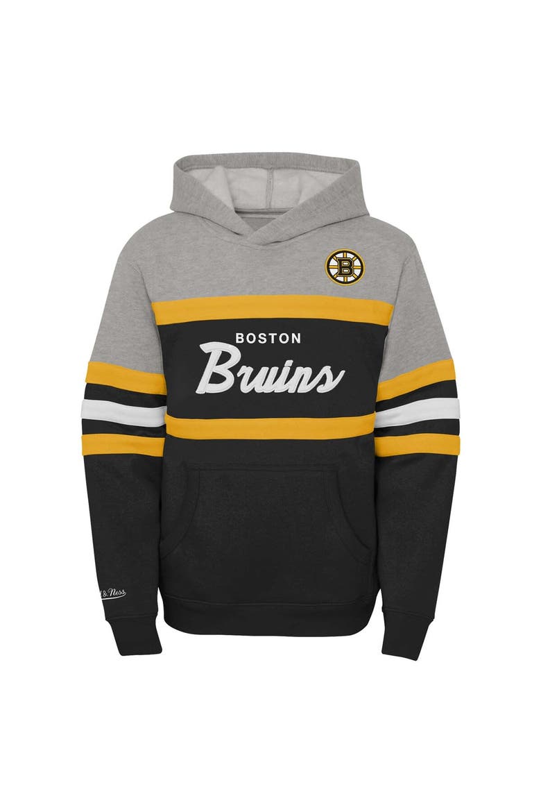 Youth Mitchell & Ness Black Boston Bruins Head Coach Pullover Hoodie, Alternate, color, Black