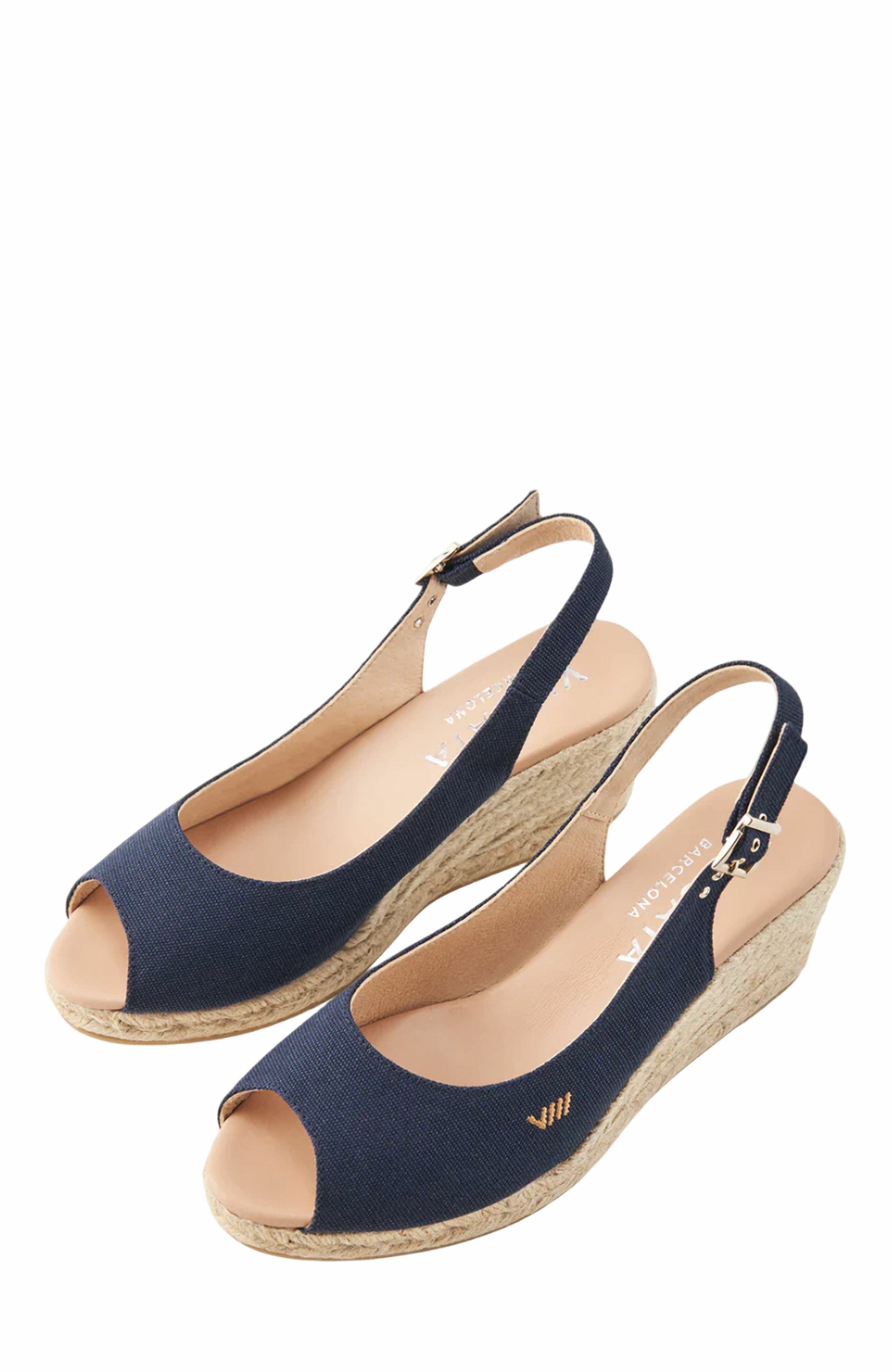 Gavina Canvas Espadrille Sandal Wedges, Alternate, color, Navy Blue