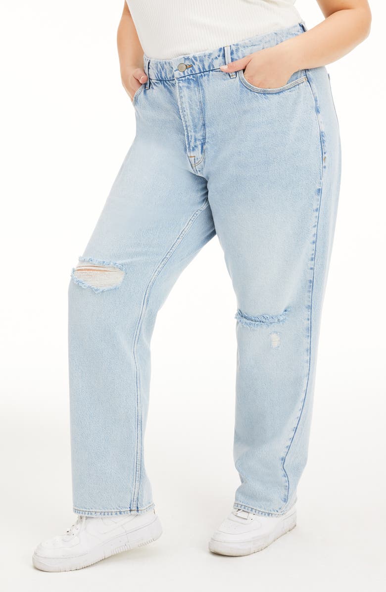 Good American Good '90s Ripped Straight Leg Jeans, Alternate, color,