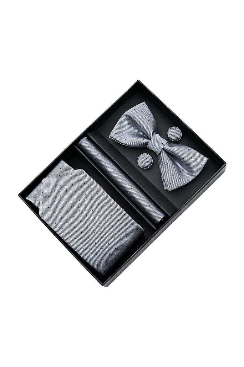 Dotted Tie Set, Alternate, color, Silver