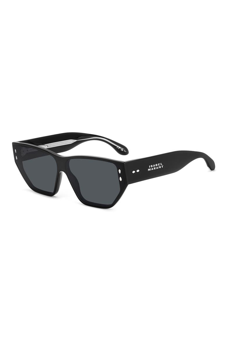 66mm Oversize Angular Sunglasses, Alternate, color, BLACK/ GREY