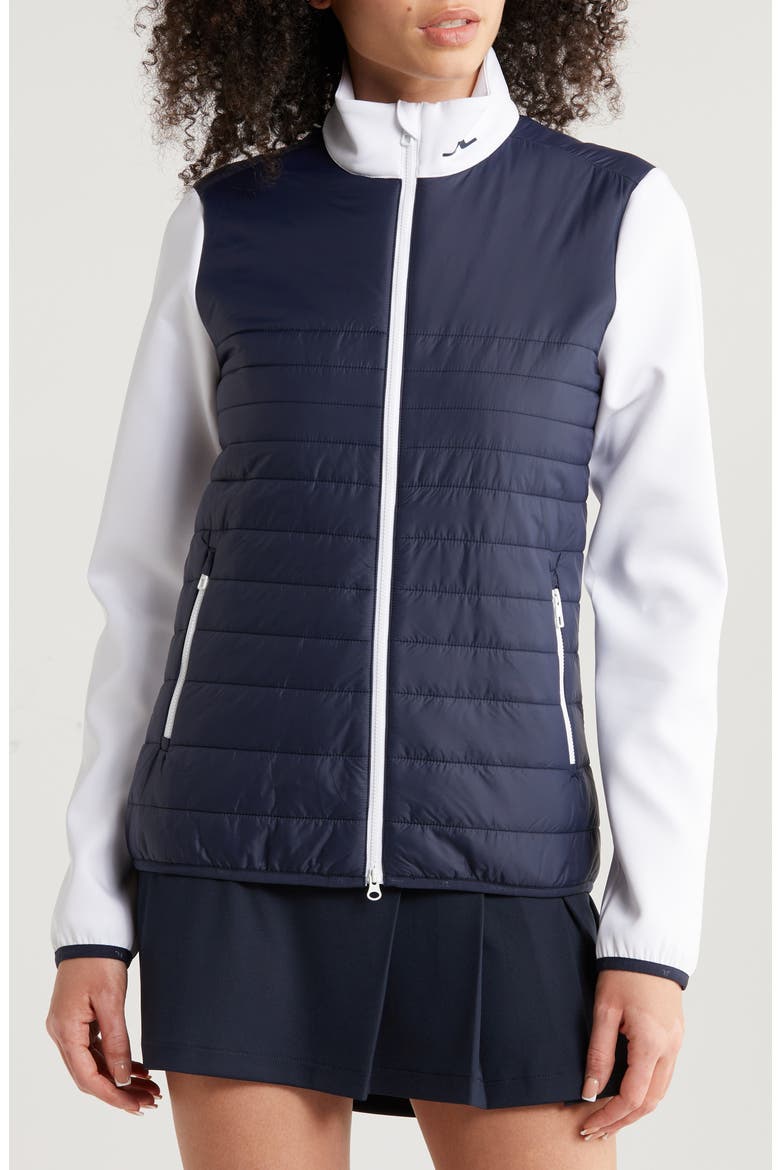 Martina Colorblock Quilted Hybrid Jacket, Alternate, color, NAVY