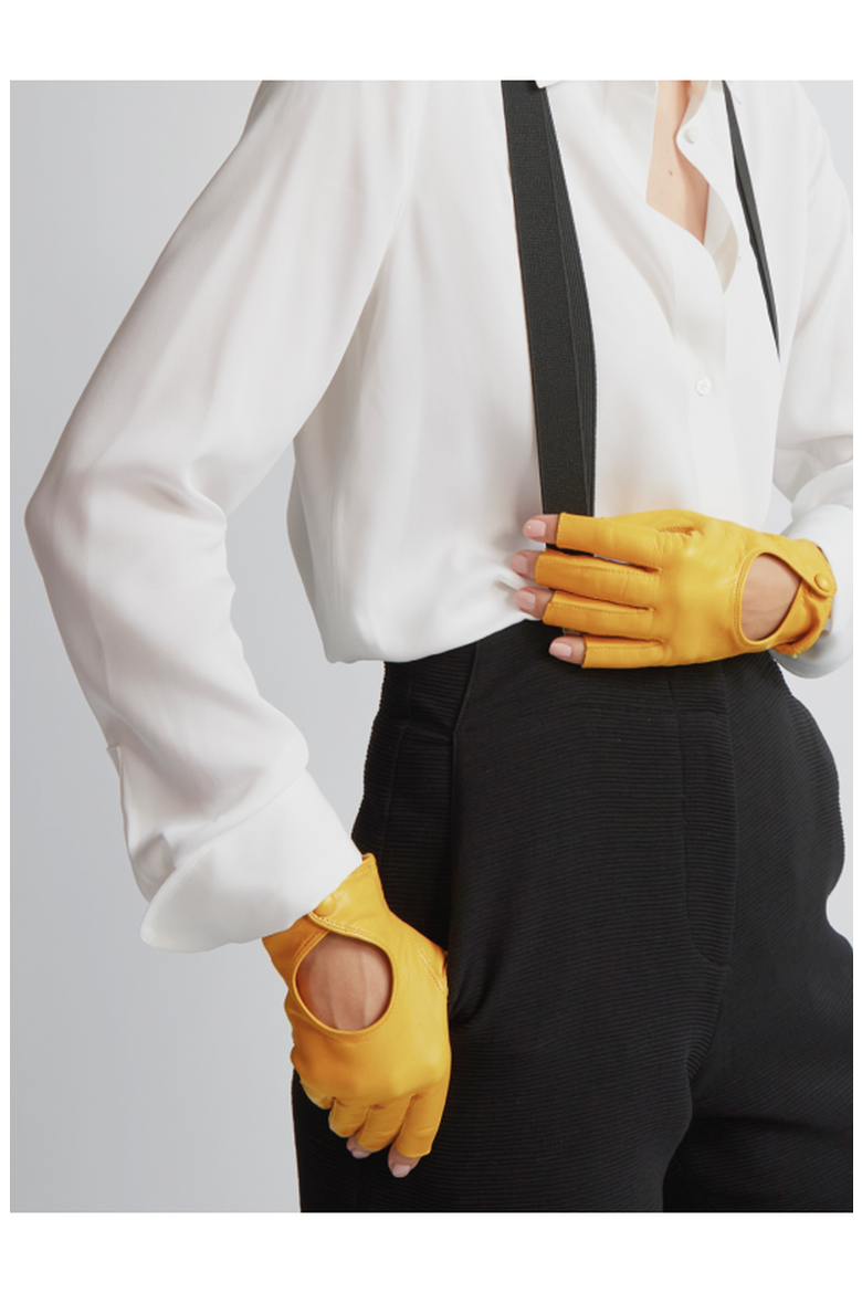 Three Quarter Fingerless Driving Gloves, Alternate, color, Taxi Yellow