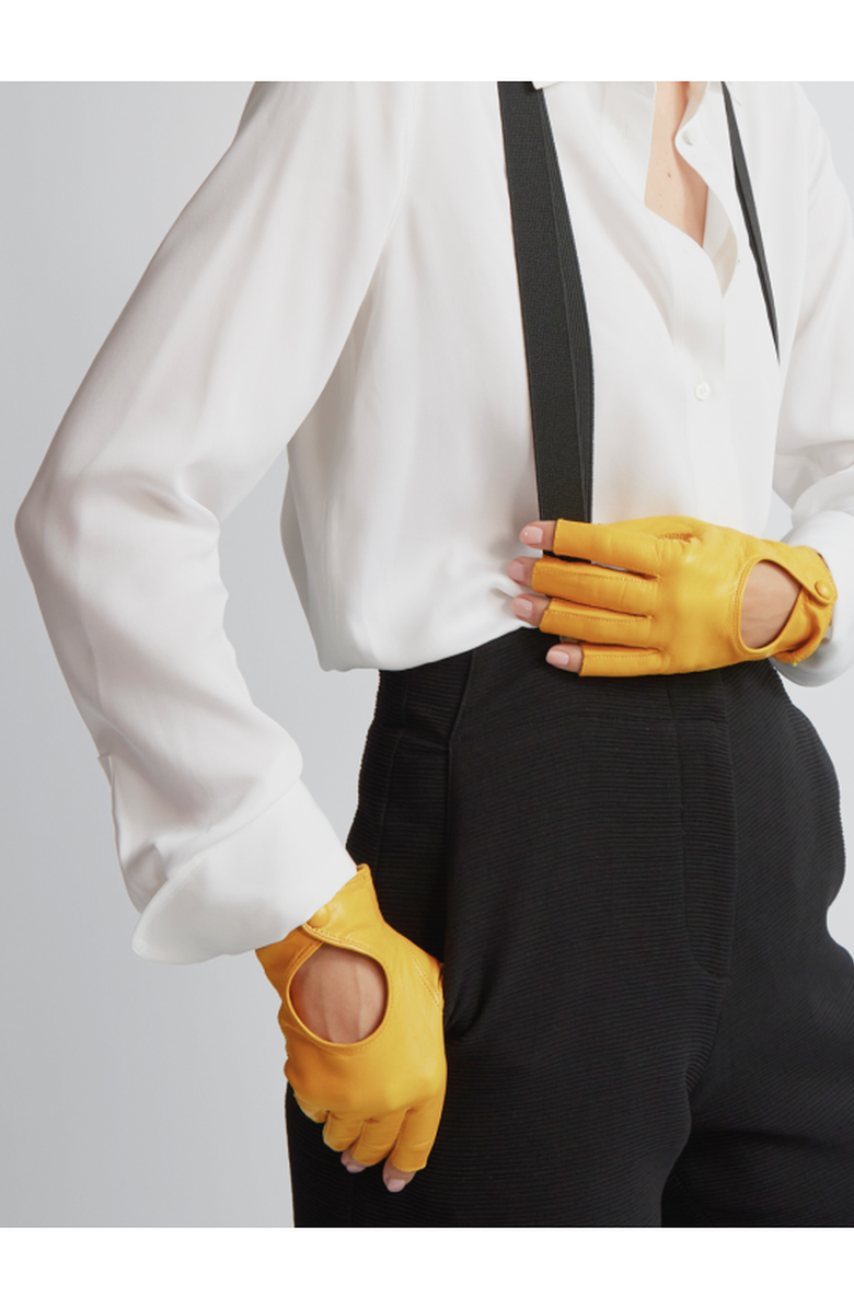 Seymoure Luxury Group Three Quarter Fingerless Driving Gloves, Alternate, color, Taxi Yellow