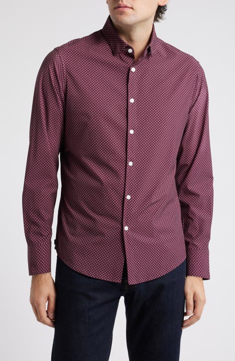 Maroon button up shirt mens hotsell