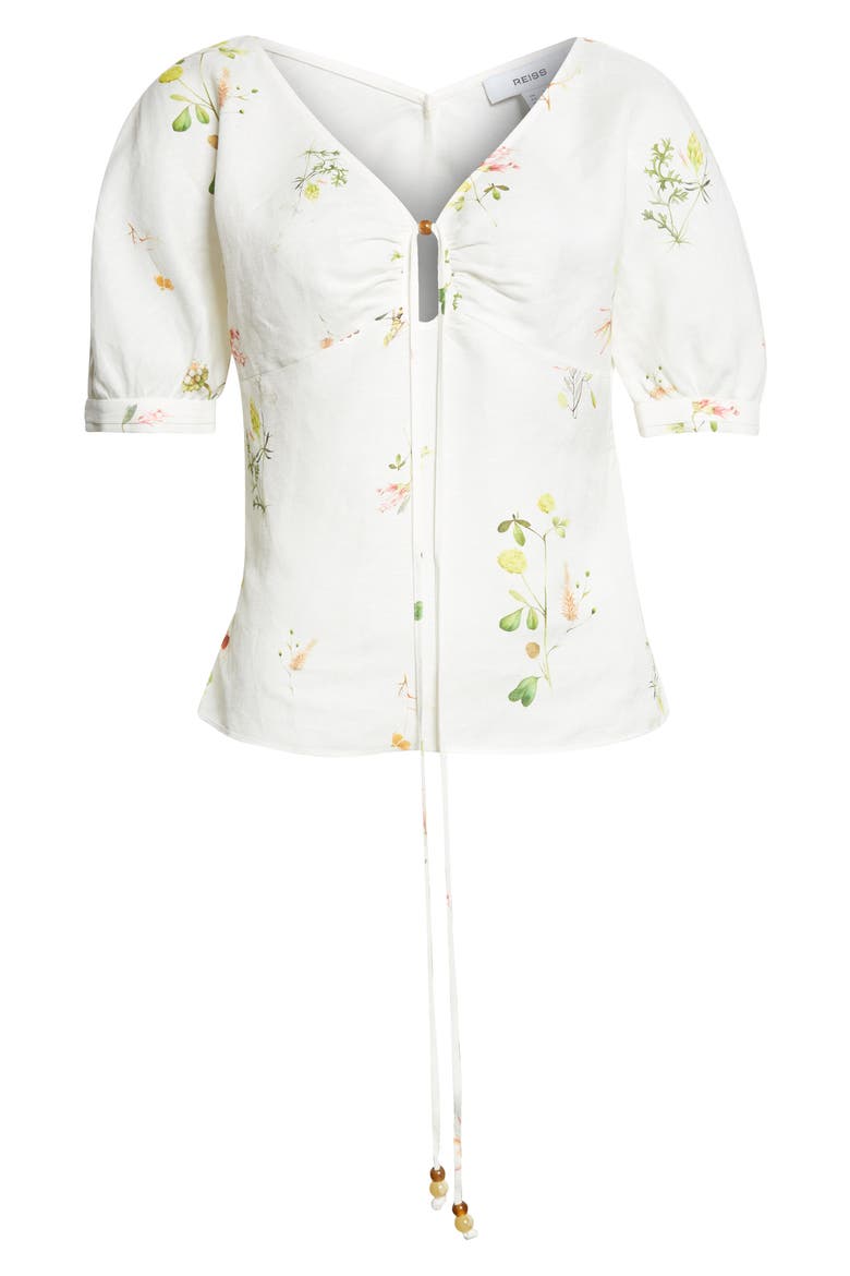 Quinny Floral Linen Blend Top, Alternate, color, IVORY