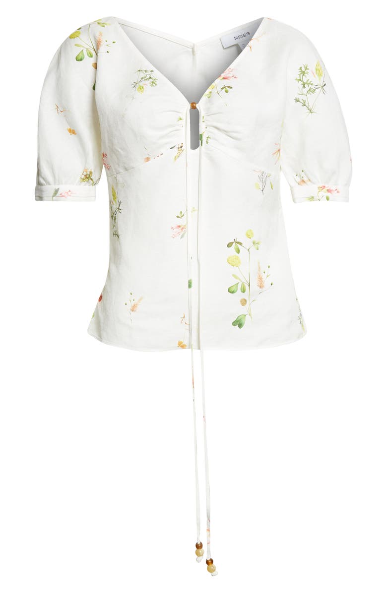 Reiss Quinny Floral Linen Blend Top, Main, color, Ivory