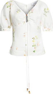 Reiss Quinny Floral Linen Blend Top