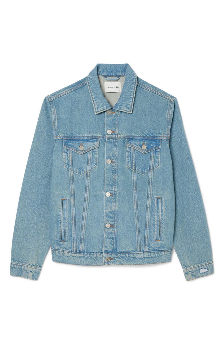 Lacoste Crocodile Logo Denim Jacket, Alternate, color, Washed Bleach