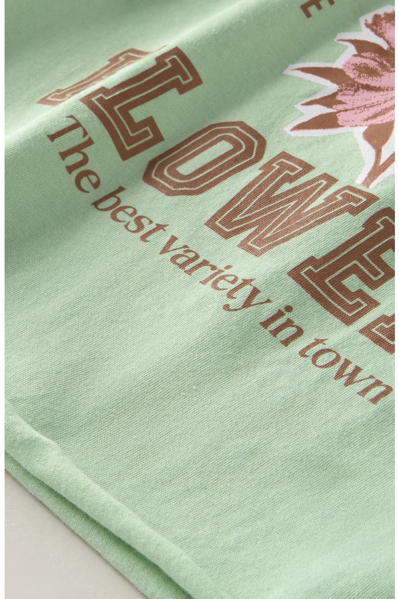 Kids' Crop Cotton Graphic T-Shirt, Alternate, color, GREEN GHOST FLOWERS